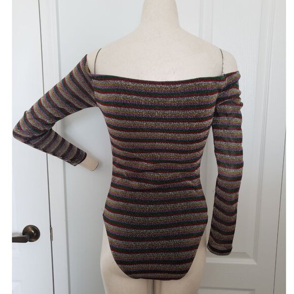 Glitter off-shoulder long sleeve bodysuit BNWT - Picture 4 of 12